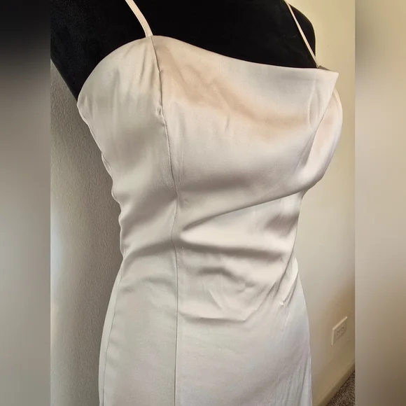 Aritzia Sunday Best Satin Cream Mini Dress Size 8 - Picture 5 of 12